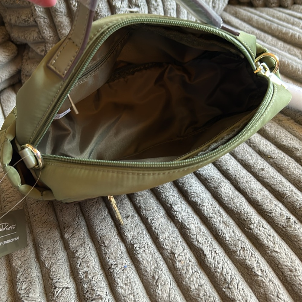 Bella Russo NWT Quilted 8.7” Crossbody Clutch Bag Olive Green Purse - Picture 5 of 7